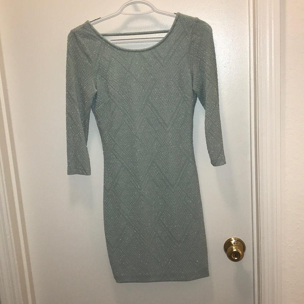 Teal Half-Sleeve Cocktail Dress